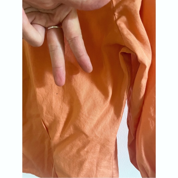 Vintage Peach Peter Pan Collar Button up Blouse 3/4 Sleeves Size M - Picture 8 of 8